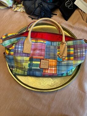 Dooney & Bourke Vintage Y2K Picnic ants madras plaid satchel doctors bag new